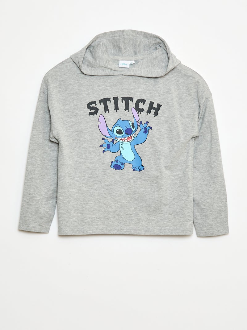 Tee-shirt à capuche 'Stitch' Gris - Kiabi