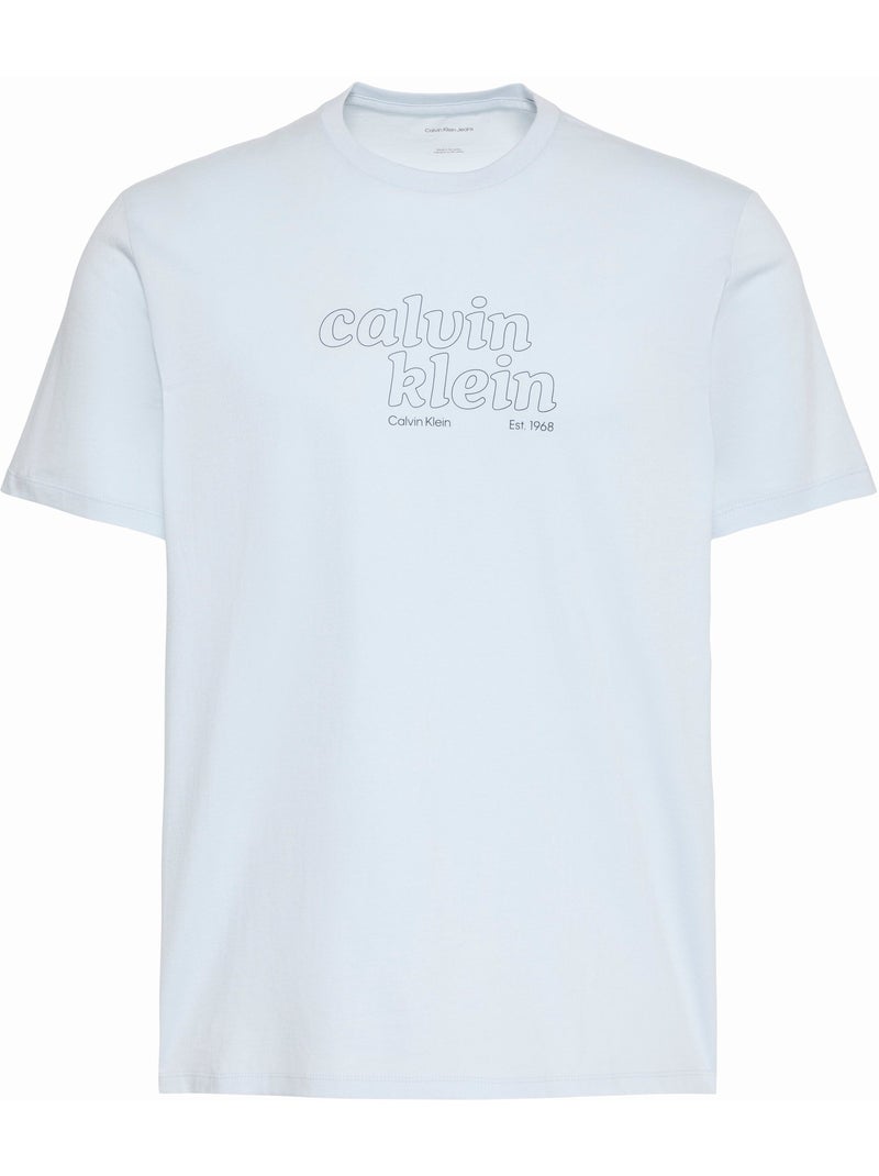 Tee Shirt à manches courtes - Calvin Klein Bleu ciel - Kiabi