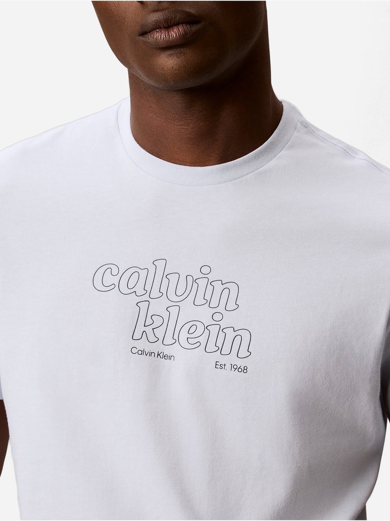 Tee Shirt à manches courtes - Calvin Klein Bleu ciel - Kiabi