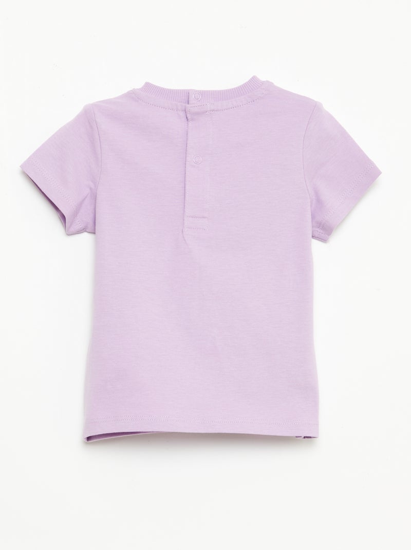 Tee-shirt à manches courtes avec broderies Violet - Kiabi
