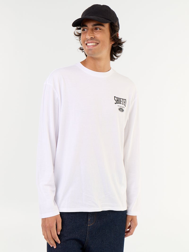 Tee-shirt à manches courtes imprimé recto verso Blanc - Kiabi
