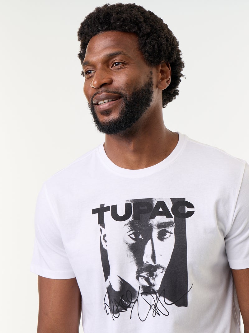 Tee-shirt à manches courtes 'Tupac' Blanc - Kiabi