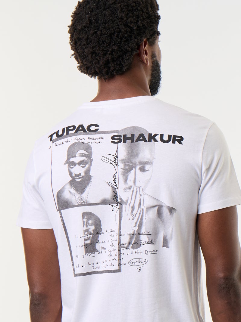 Tee-shirt à manches courtes 'Tupac' Blanc - Kiabi