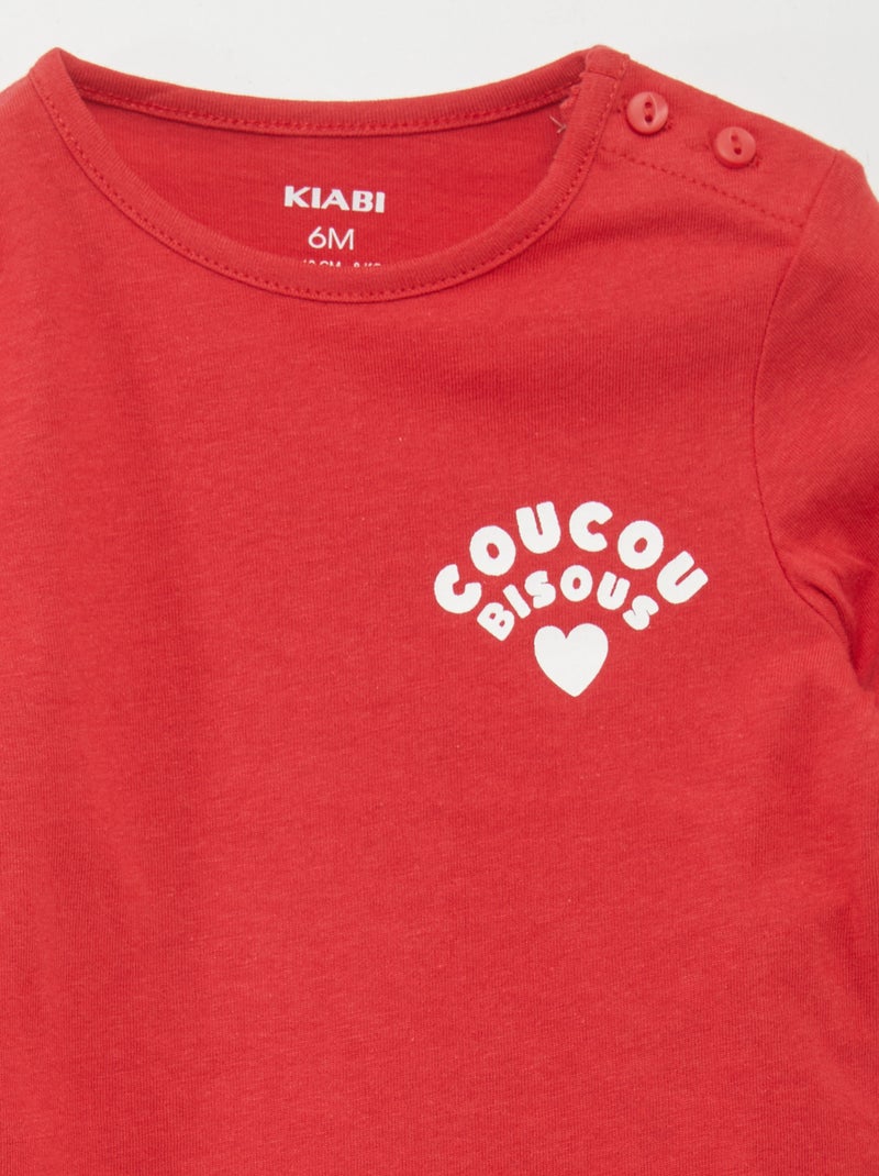 Tee-shirt à message Rouge - Kiabi