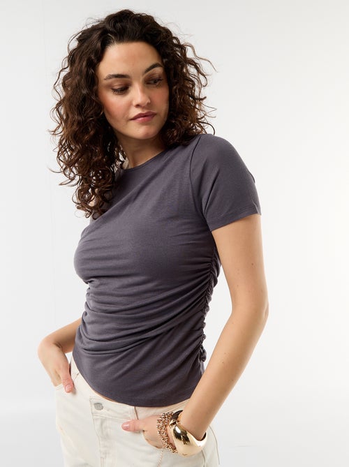 Tee-shirt asymétrique avec drapé épaule - Kiabi