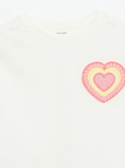 Tee-shirt avec broderie à la poitrine - Kiabi