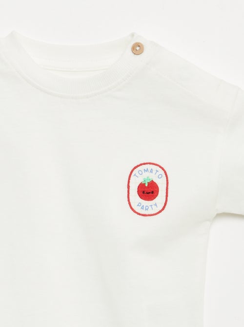 Tee-shirt avec broderie sur poitrine - Kiabi