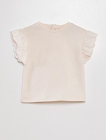 Tee-shirt avec manches broderie anglaise