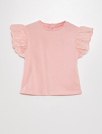Tee-shirt avec manches broderie anglaise