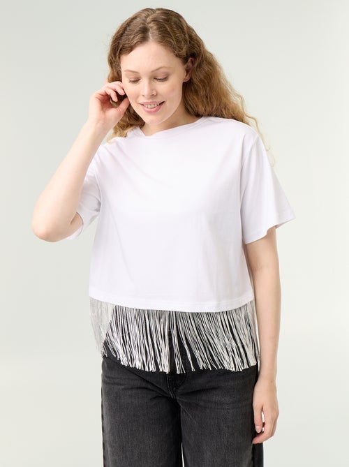 Tee-shirt basique à franges - Kiabi Tee-shirt basique à franges - Kiabi