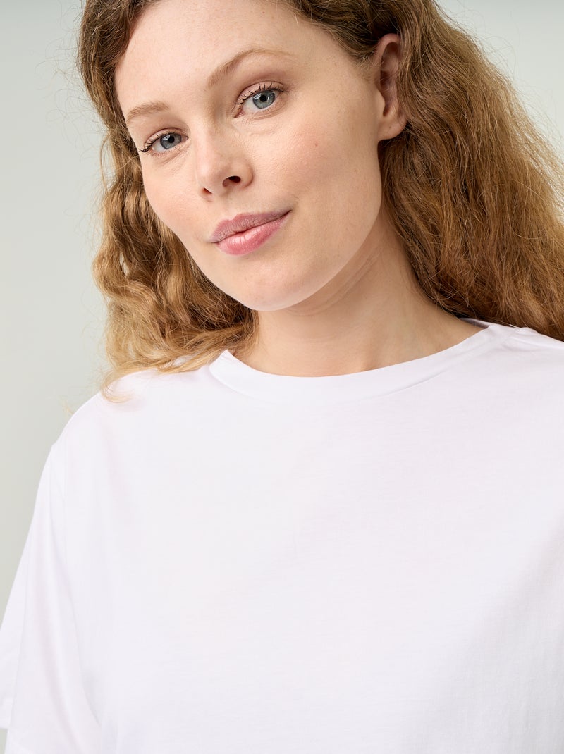 Tee-shirt basique à franges Blanc - Kiabi