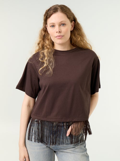 Tee-shirt basique à franges - Kiabi Tee-shirt basique à franges - Kiabi