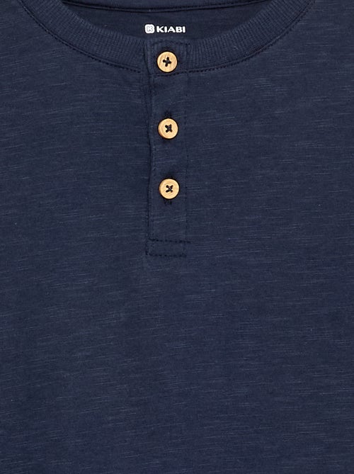 Tee-shirt basique col tunisien - Kiabi