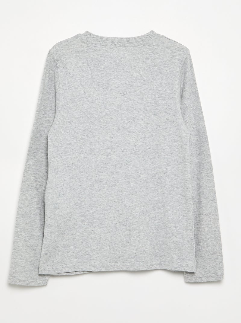 Tee-shirt basique col tunisien Gris - Kiabi