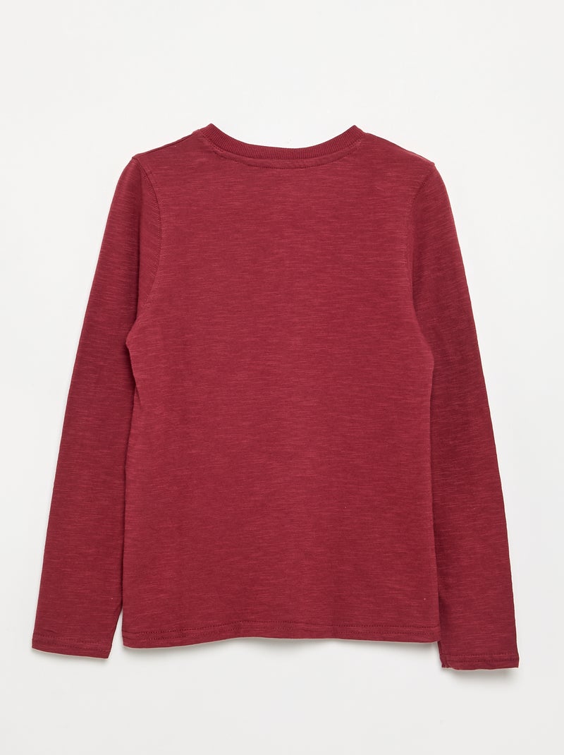 Tee-shirt basique col tunisien Rouge - Kiabi