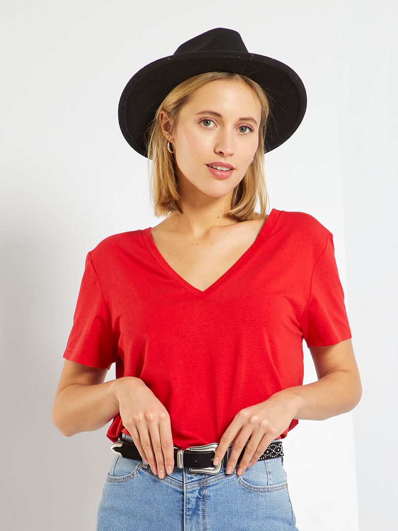 Teeshirt basique couleur unie Rouge Kiabi 8.00€