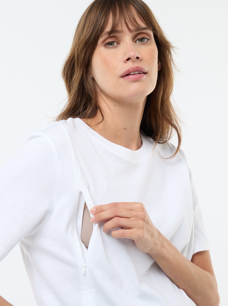 Tee-shirt basique d'allaitement manches courtes Blanc - Kiabi