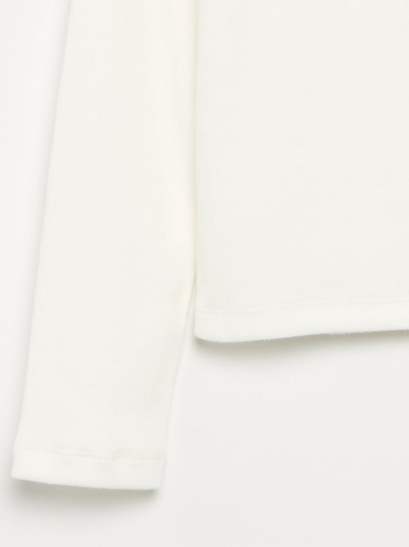 Tee-shirt basique en rib Blanc - Kiabi