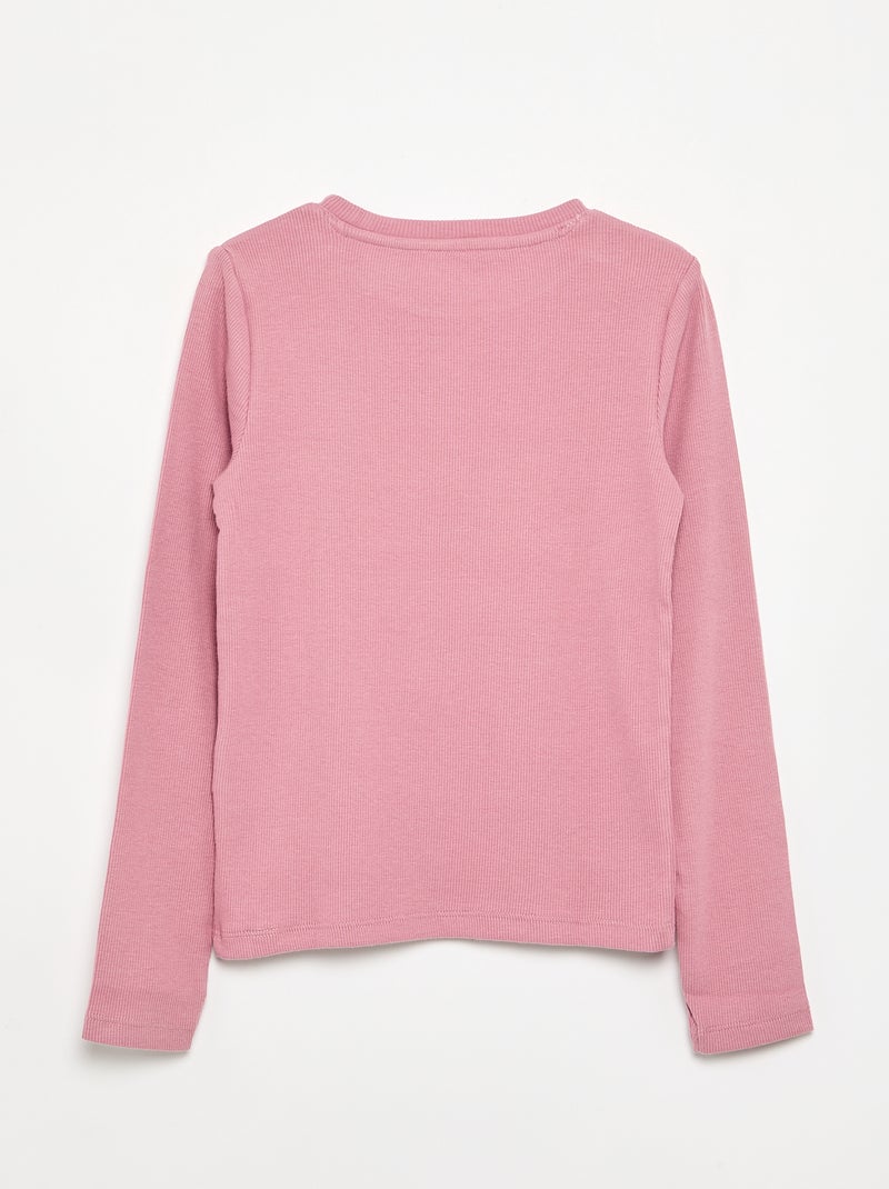 Tee-shirt basique en rib Rose - Kiabi