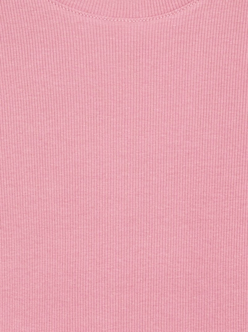 Tee-shirt basique en rib Rose - Kiabi