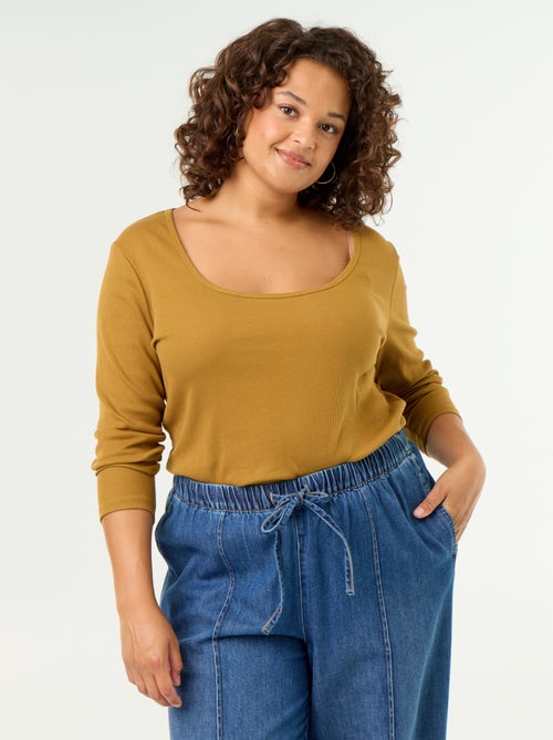Tee-shirt basique en rib - Kiabi
