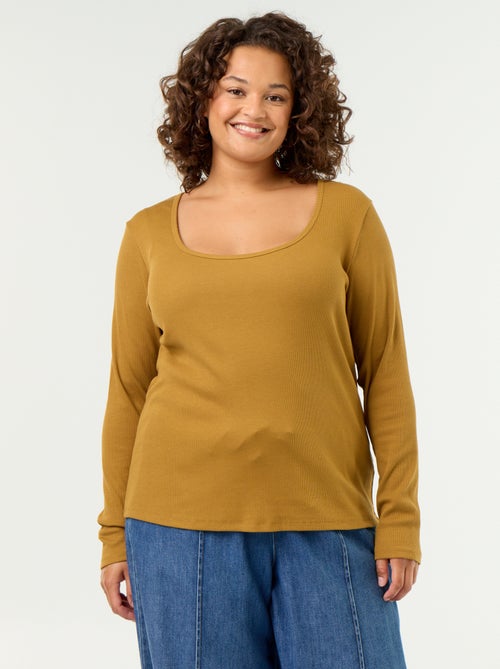 Tee-shirt basique en rib - Kiabi