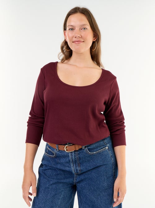 Tee-shirt basique en rib - Kiabi