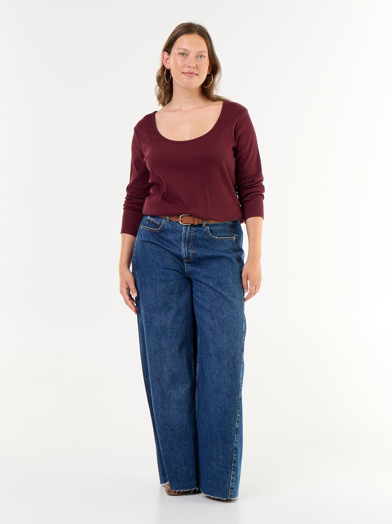Tee-shirt basique en rib Rouge - Kiabi