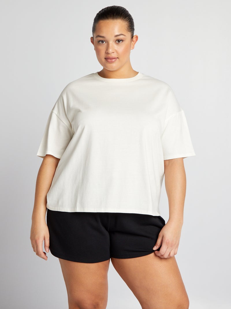 Tee-shirt basique manches descendues - Tough Cotton™ blanc - Kiabi