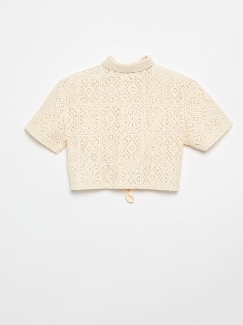 Tee-shirt chemisier en crochet ajouré - Kiabi