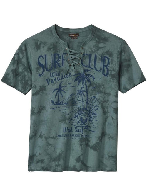 Tee-shirt Col Lacé Surf Club   - ATLAS FOR MEN - Kiabi