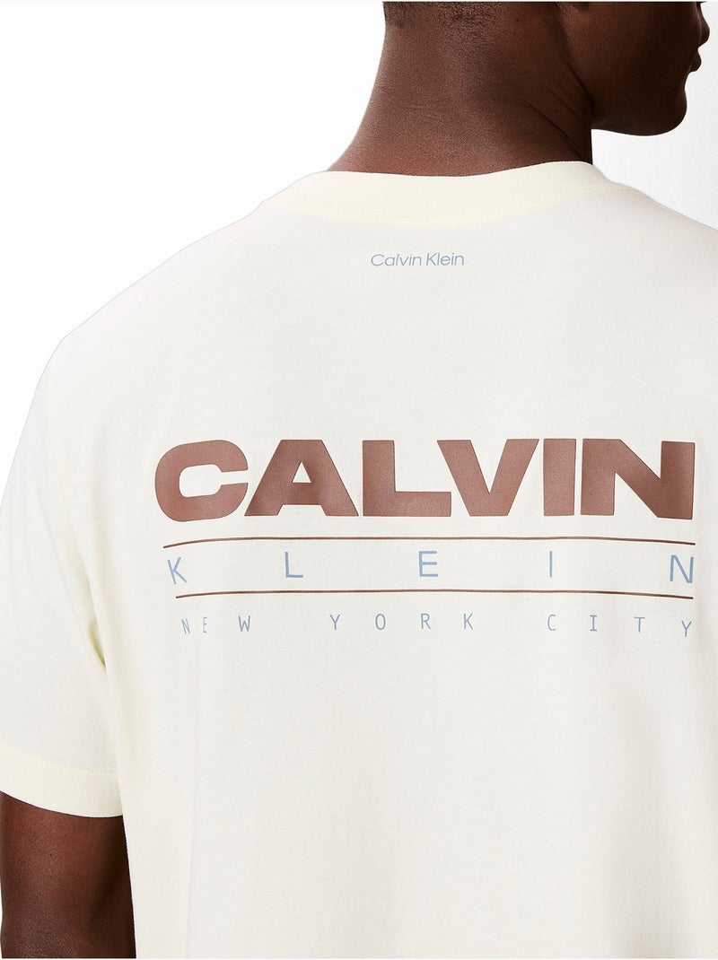 Tee Shirt col rond - Calvin Klein Blanc Beige - Kiabi