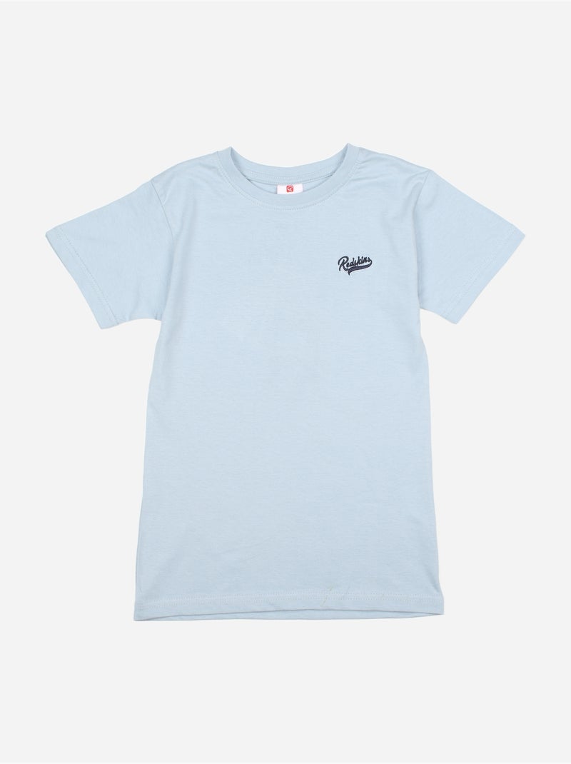 Tee Shirt col rond - Redskins Bleu clair - Kiabi