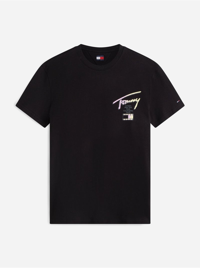 Tee Shirt col rond - Tommy jeans Noir - Kiabi