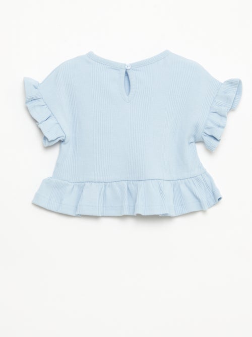 Tee-shirt côtelé avec bords volantés - Kiabi