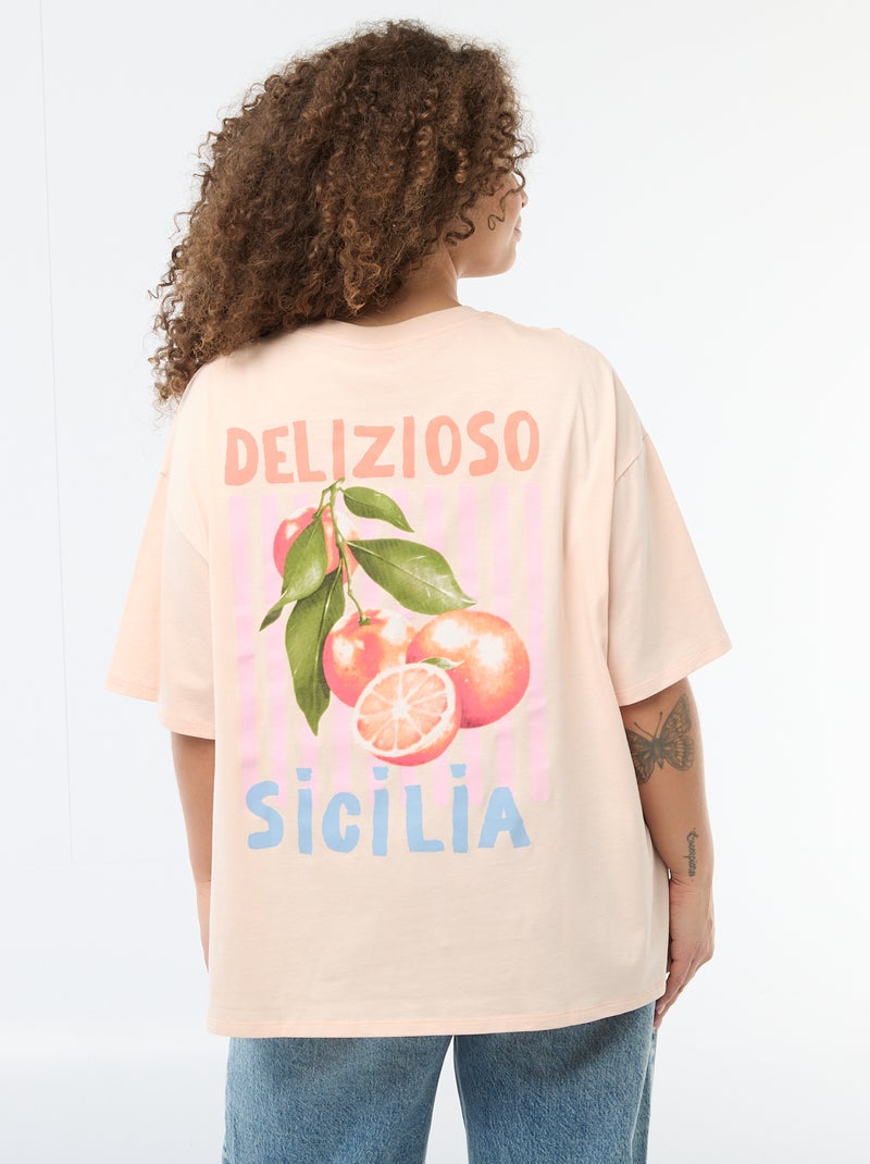 Tee-shirt coupe oversize à manches courtes Blanc - Kiabi
