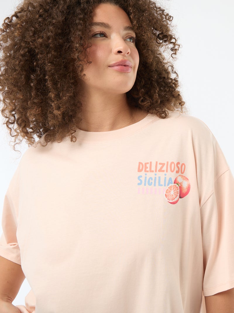 Tee-shirt coupe oversize à manches courtes Blanc - Kiabi