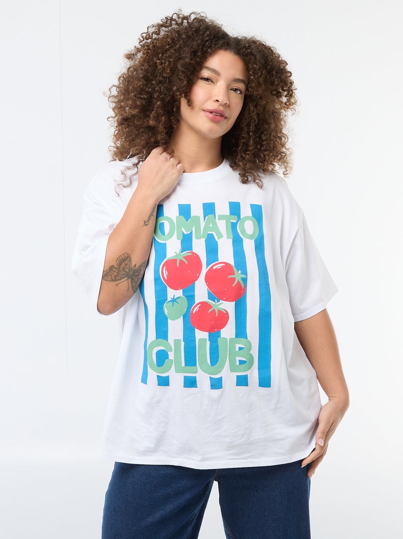 Tee-shirt coupe oversize à manches courtes Blanc - Kiabi