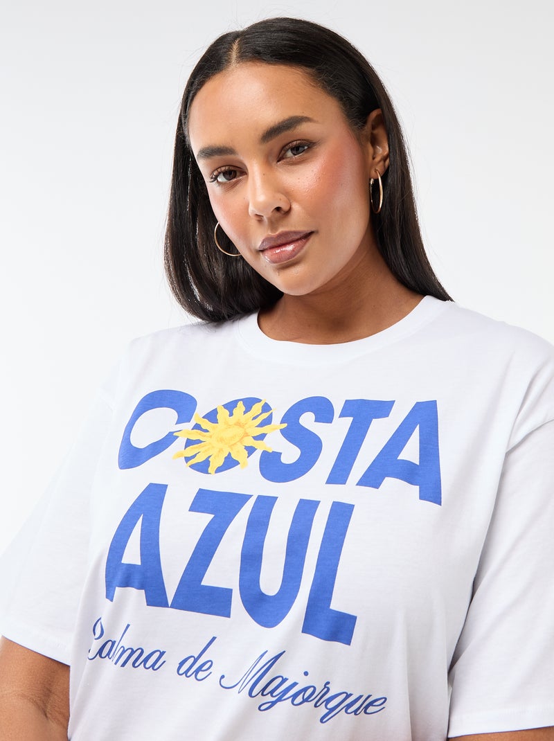 Tee-shirt coupe oversize à manches courtes Blanc - Kiabi