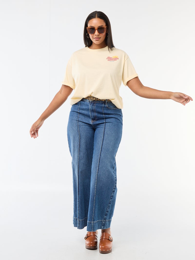 Tee-shirt coupe oversize à manches courtes Jaune - Kiabi