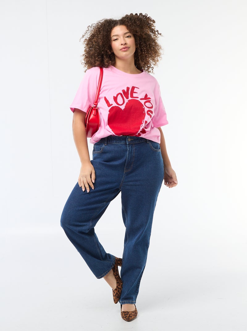 Tee-shirt coupe oversize à manches courtes Rose - Kiabi