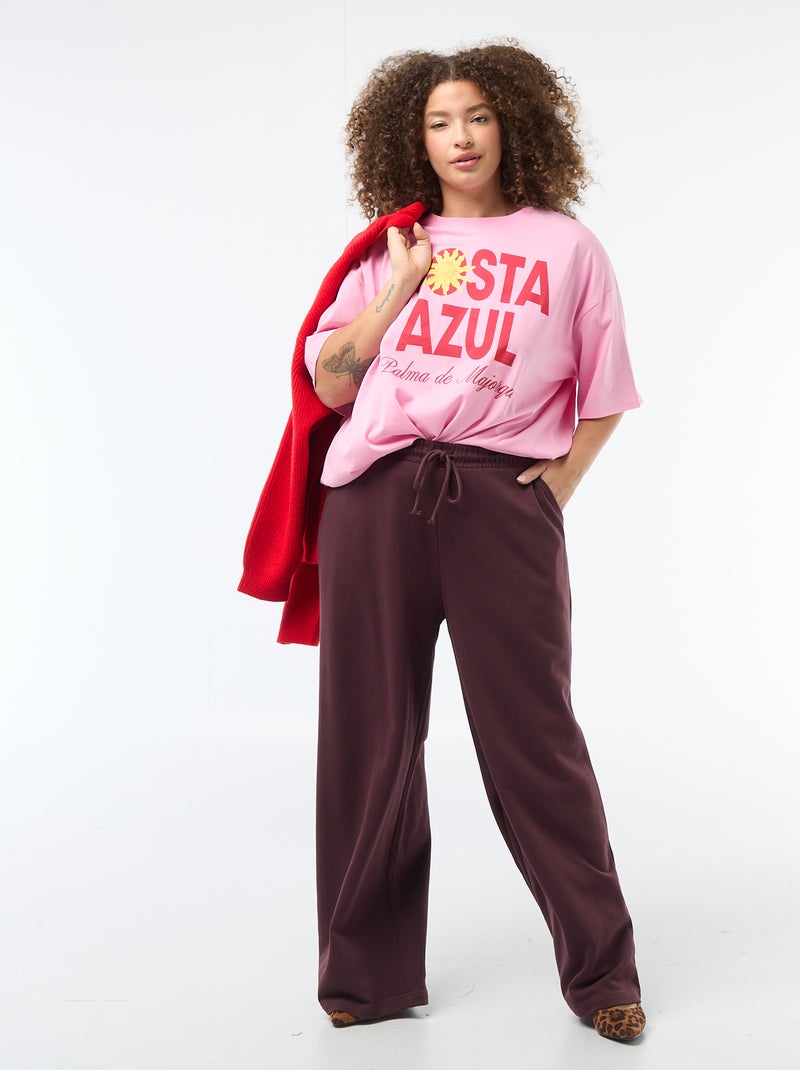 Tee-shirt coupe oversize à manches courtes Rose - Kiabi