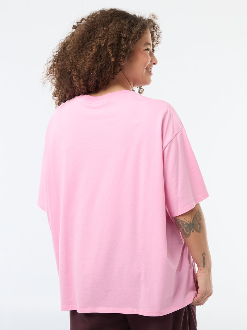 Tee-shirt coupe oversize à manches courtes Rose - Kiabi