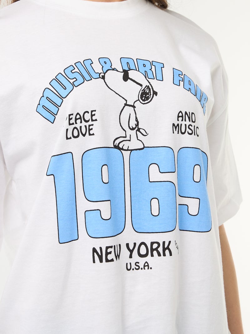 Tee-shirt coupe oversize 'Snoopy' Blanc - Kiabi