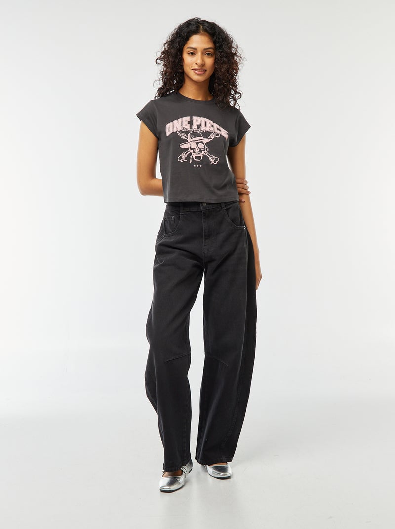Tee-shirt court imprimé 'One Piece' Noir - Kiabi