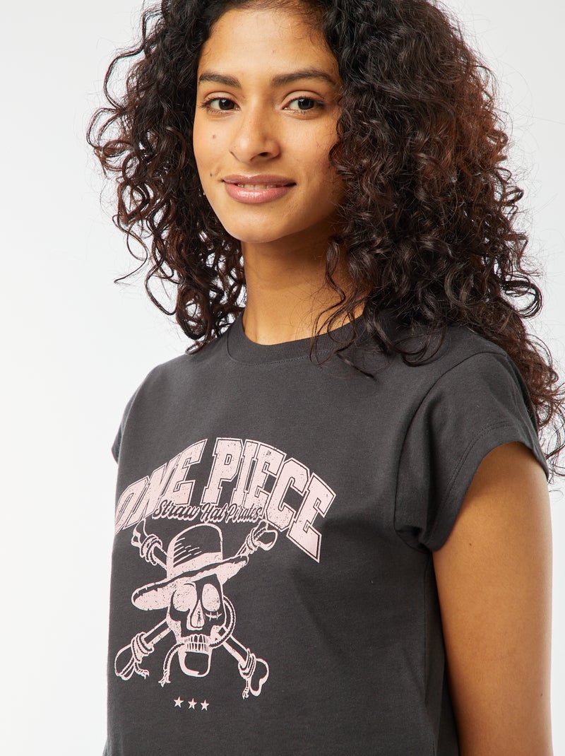 Tee-shirt court imprimé 'One Piece' Noir - Kiabi