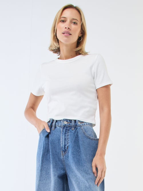 Tee-shirt crop top basique - Kiabi