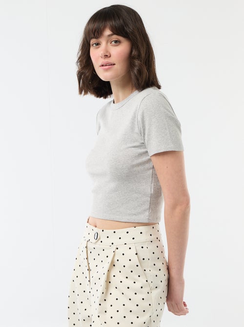 Tee-shirt crop top basique - Kiabi