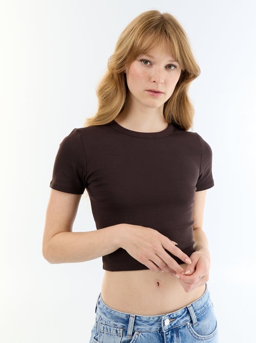 Tee-shirt crop top basique - Kiabi