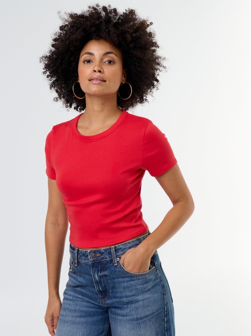 Tee-shirt crop top basique - Kiabi